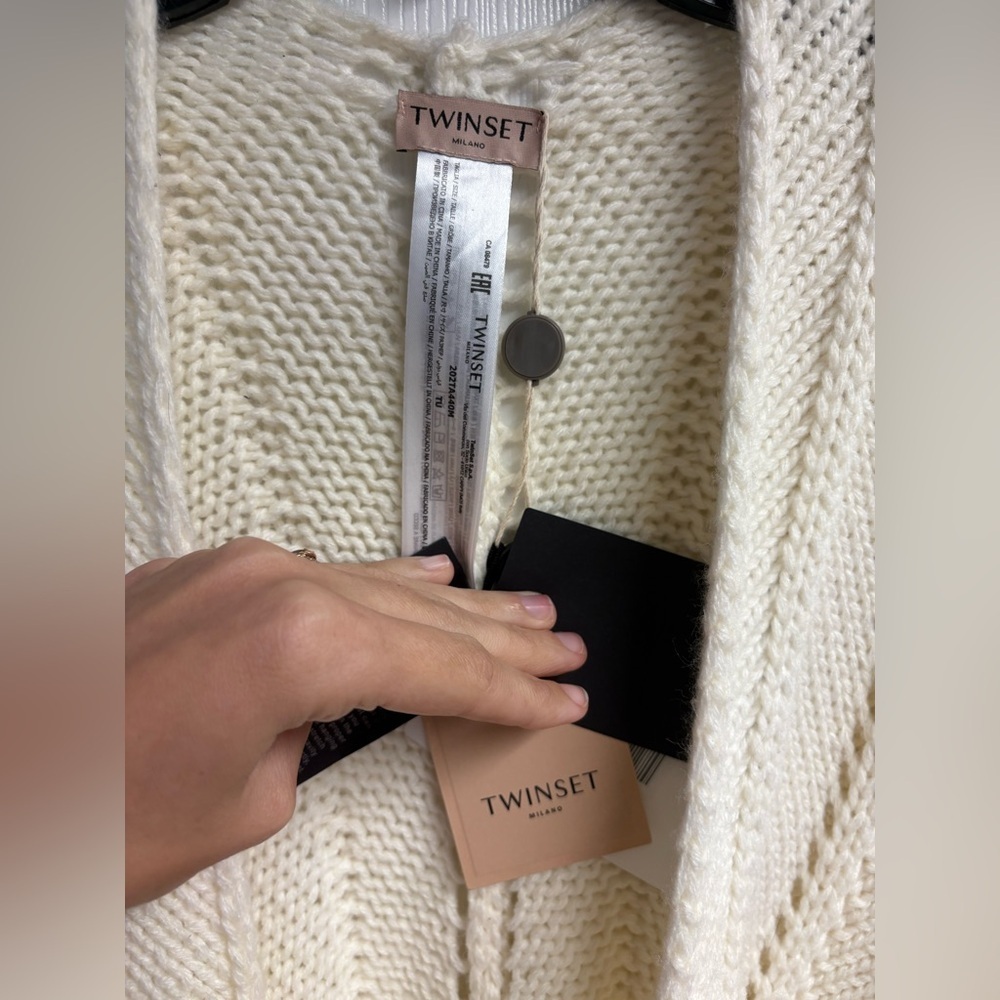 NWT TWINSET Wool Blend Open Sweater Poncho/Cardigan One Size - Picture 2 of 5